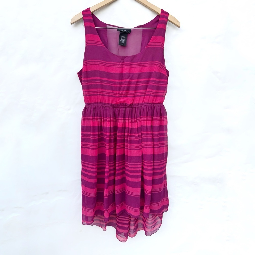 Attention // Pink Striped Hi-Low Open Back Dress size medium mar2